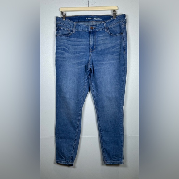 Old Navy Women's Rockstar Blue Jeans. High Rise. Stretch. Size 14 - Picture 1 of 8